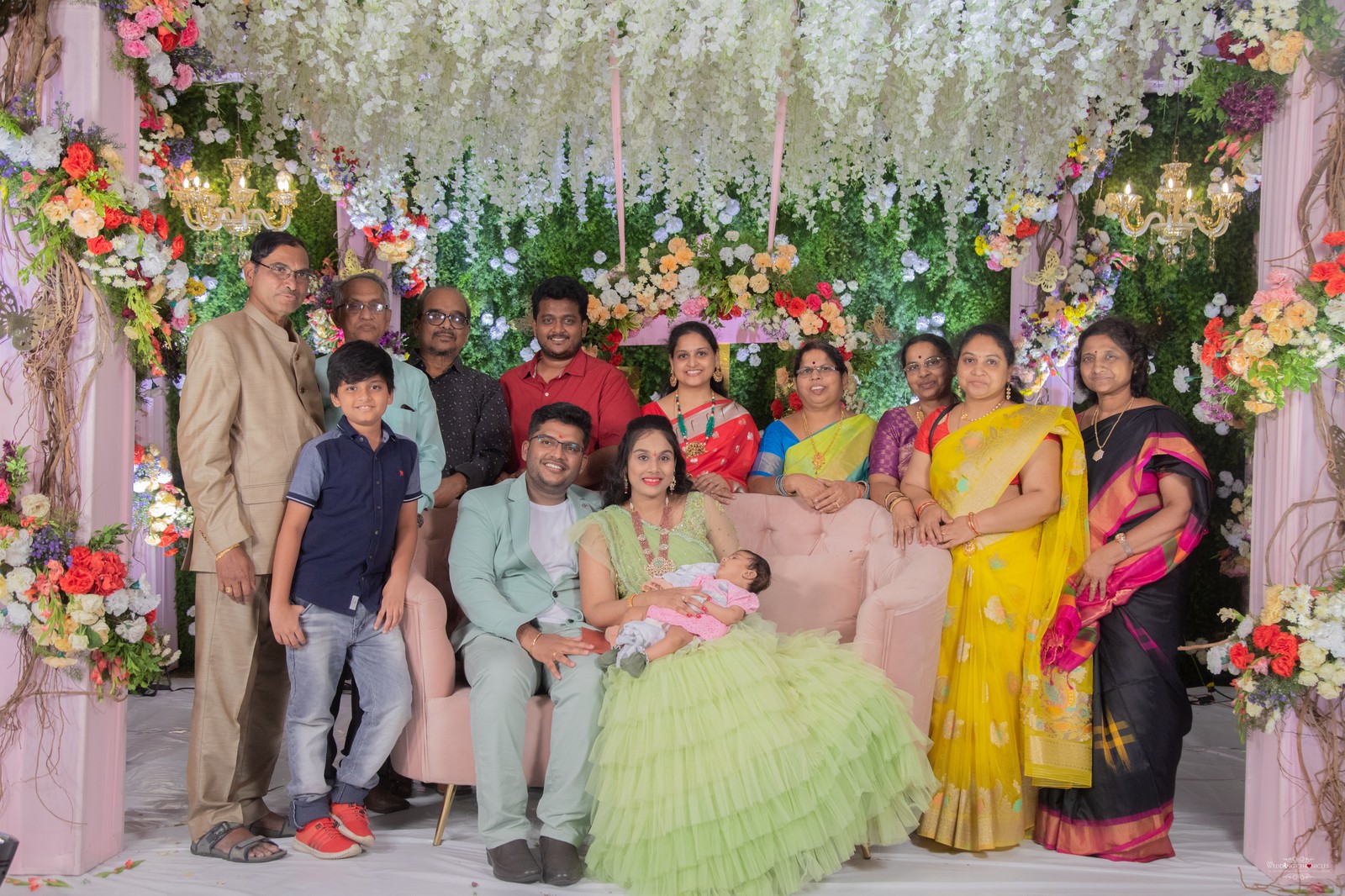 Annaprasana photography UK — South Indian family gathered for first rice ceremony, MiniMomentz photographer